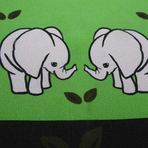 100% Silk Scarf Baby Elephant on Kelly Green Bandana